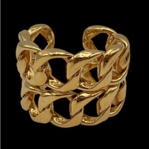 Chanel Vintage Chunky Gold Chain Cuff Bracelet